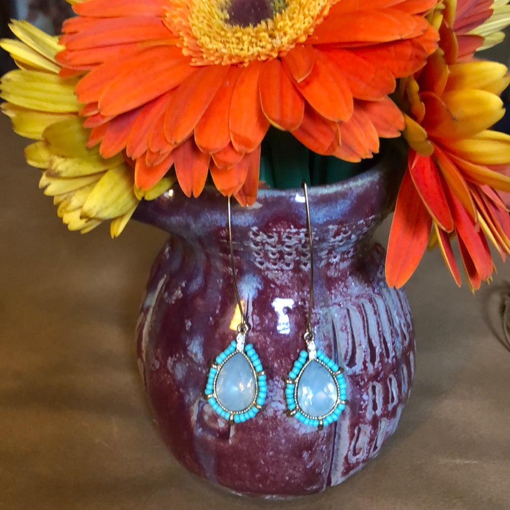 Gold and turquoise drop earrings